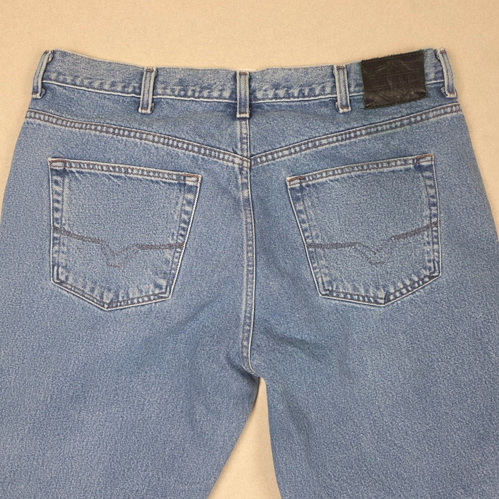 Harley Davidson Mens Relaxed Fit Jeans Blue Denim Size 40x30 Small Stain - Picture 5 of 13
